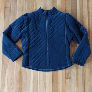 Vintage Blue Velour Handmade Quilted Jacket